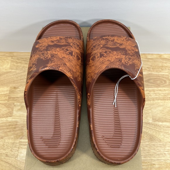 Nike Calm Slide Print Cinnamon Monarch‎ Slides  Men's 9 HQ1125-200 NEW - Picture 5 of 8